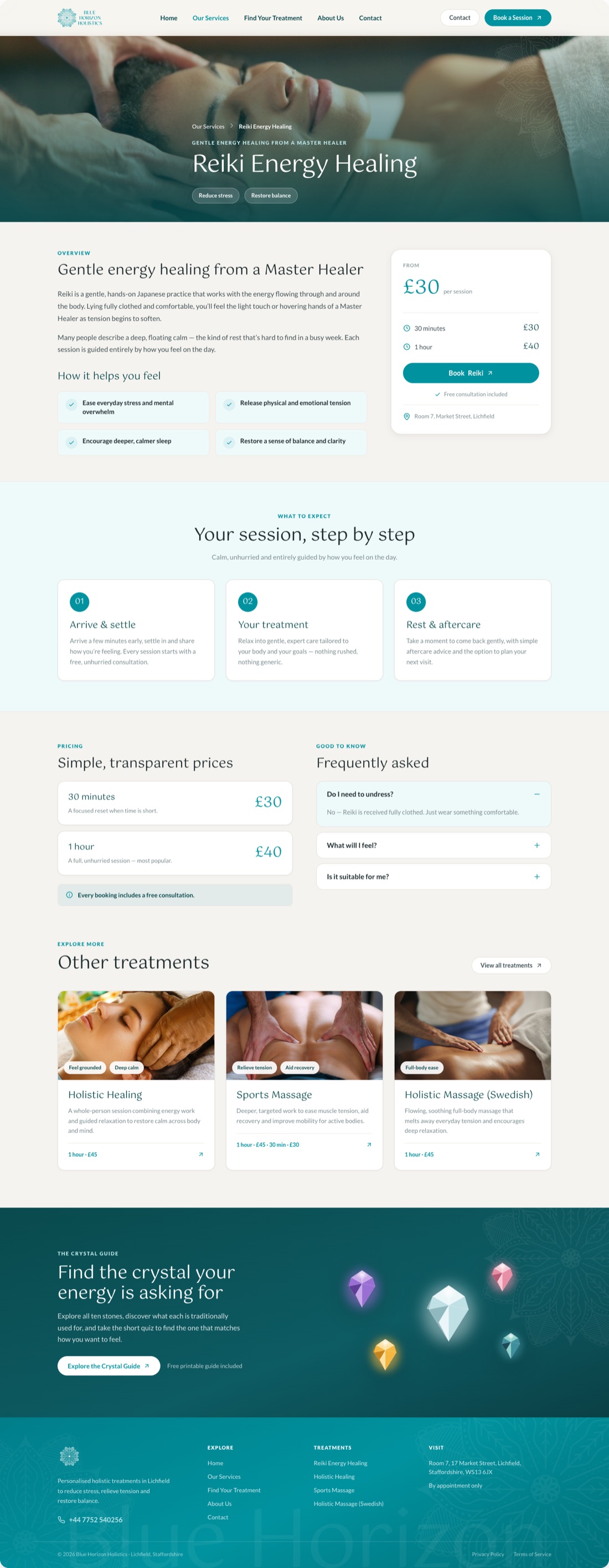 Reiki treatment page